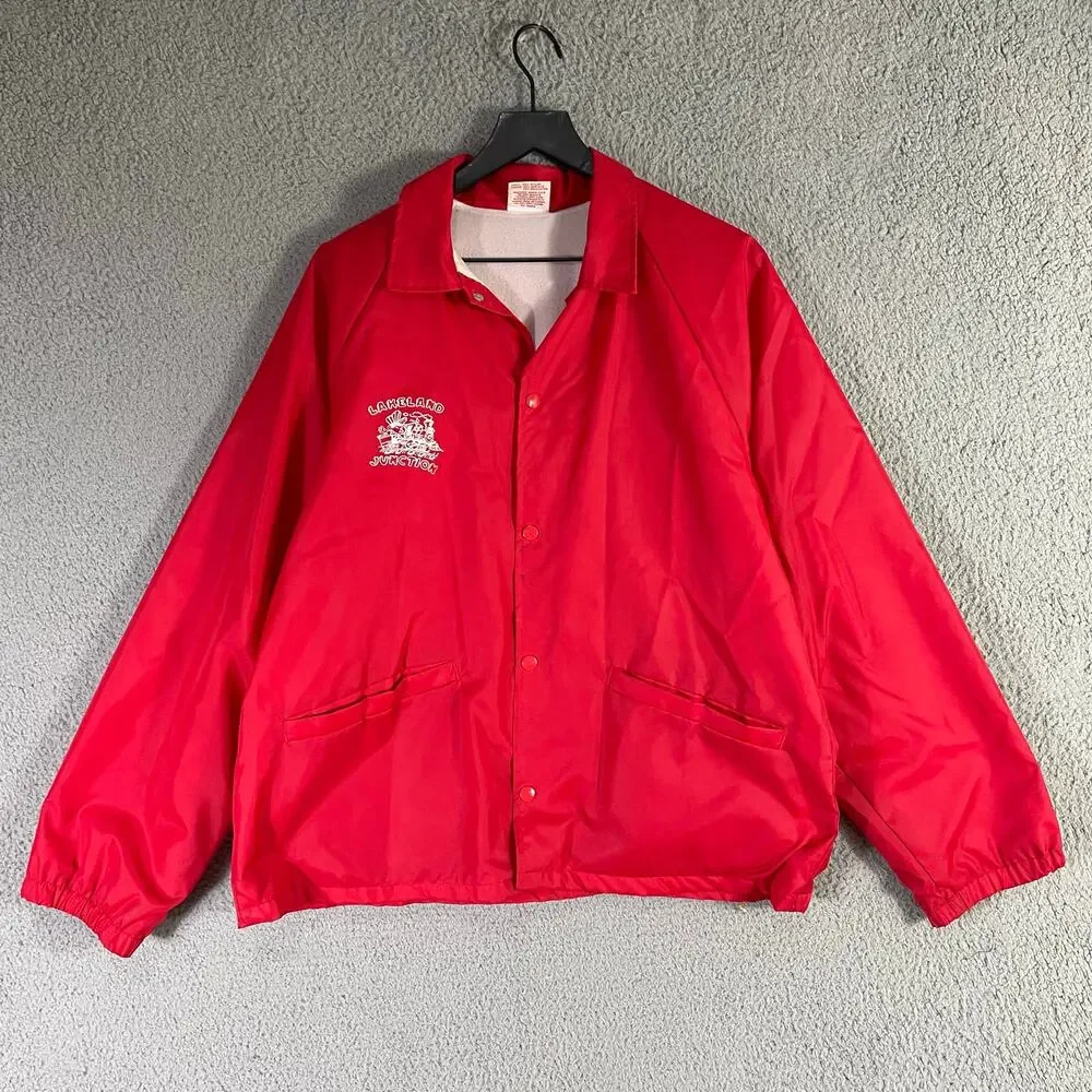 Vintage Cardinal Activewear Lakeland Junction Red‎ Windbreaker Jacket USA Size L